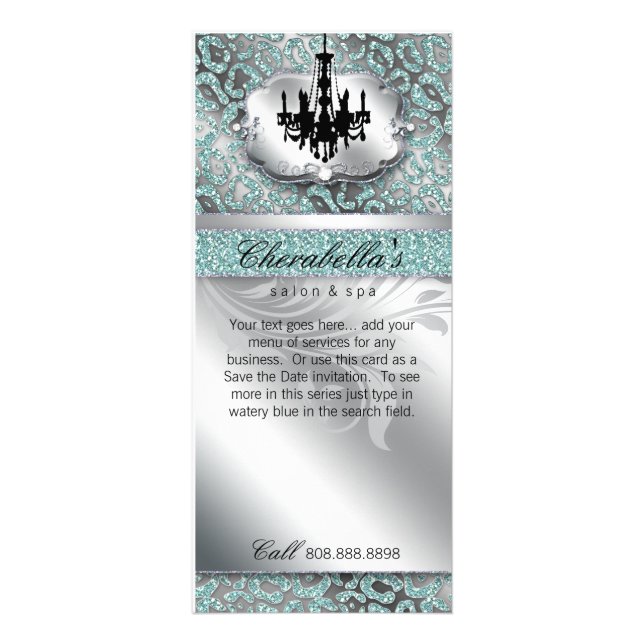 Tarjeta Publicitaria Chandelier Real Estate Spa Leopard Purpurina Leaf (Frente)