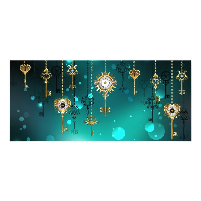 Tarjeta Publicitaria Claves de esqueleto antiguas sobre fondo verde (Frente)