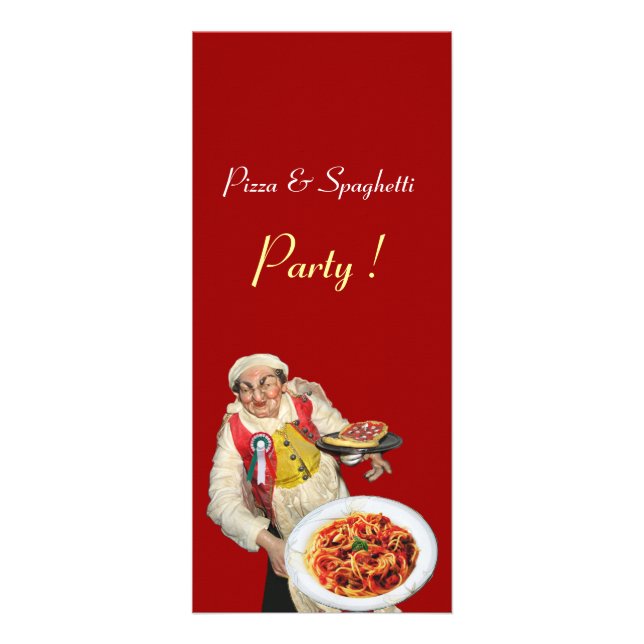 TARJETA PUBLICITARIA COCINA ITALIANA FIESTA PIZZA Y SPAGHETTI, RESTAURA (Frente)