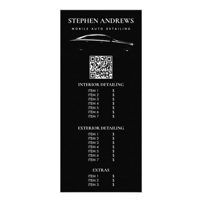 Tarjeta Publicitaria Código QR de reparación automática de limpieza de  (Frente)
