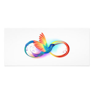 Tarjeta Publicitaria Colibrí arcoiris con símbolo Infinity