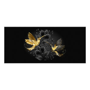 Tarjeta Publicitaria Colibrí negro y dorado
