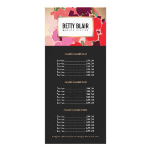 Tarjeta Publicitaria Colorido Floral Gold Elegant Beauty Price List