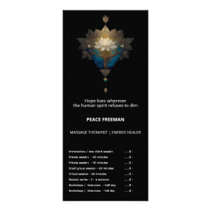 TARJETA PUBLICITARIA CONVERGENCIA SAGRADA SÍMBOLO DE LOTUS ALQUÍMICO