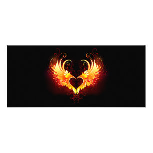 Tarjeta Publicitaria Corazón de Fuego Ángel con Alas