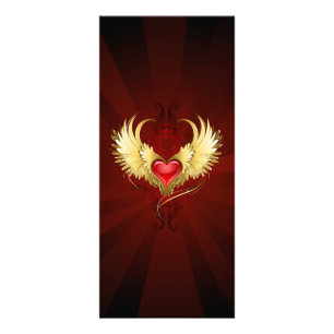 Tarjeta Publicitaria Corazón Rojo con Alas Doradas