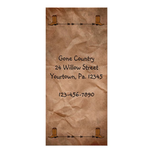 Tarjeta Publicitaria Cowboy Boots Rack Card (Frente)