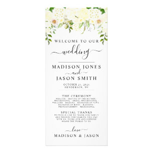 Tarjeta Publicitaria Cream Hydrangea & Rosas Wedding Program