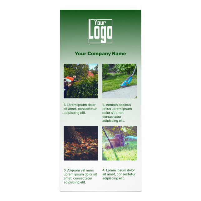 Tarjeta Publicitaria CTA Logo Lawn Care Services Information Green (Frente)