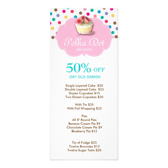 Tarjeta Publicitaria Cupcake Cupcake Bakery Polka Dot 4 (Frente)