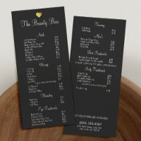 Cute Gold Heart Beauty Salon Price List 2