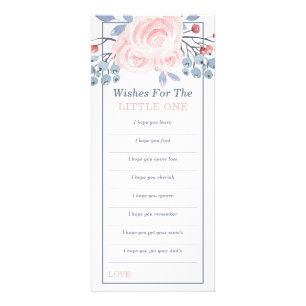 Tarjeta Publicitaria Deseos para el bebé, Baby Shower, azul, rosa