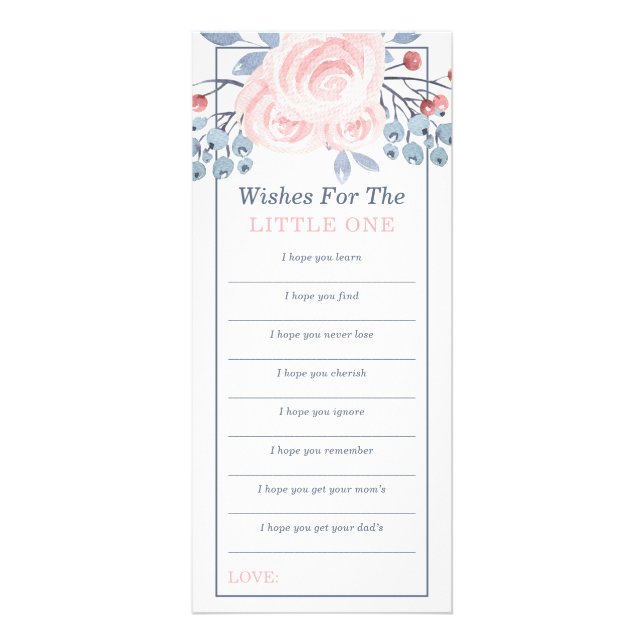 Tarjeta Publicitaria Deseos para el bebé, Baby Shower, azul, rosa (Frente)