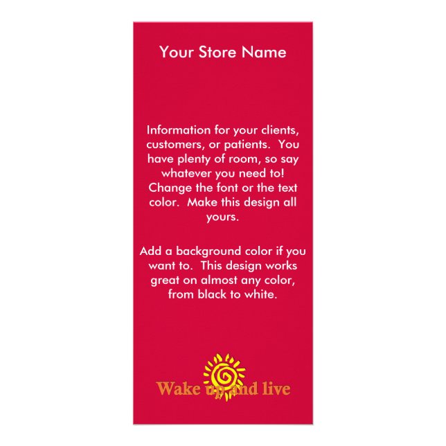 Tarjeta Publicitaria Despierte y viva (Frente)