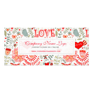 Tarjeta Publicitaria Diseño Cute Retro Floral Valentines