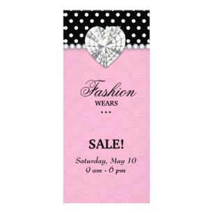 Tarjeta Publicitaria Dots de moda Jewels Pearl Heart Lace Rosa