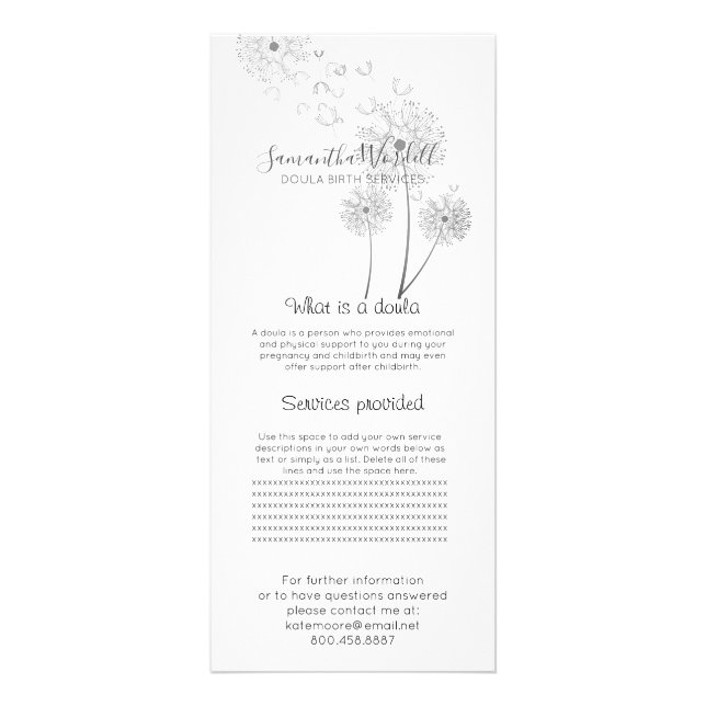 Tarjeta Publicitaria Doula Birth Midwife Flores ilustradas (Frente)