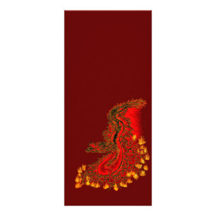 Tarjeta Publicitaria Dragón chino en diseño rojo y oro