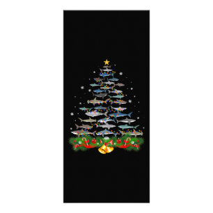 Tarjeta Publicitaria El árbol de Navidad del tiburón tiburón ama los re