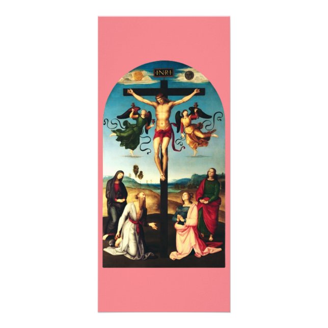 Tarjeta Publicitaria El Cristo crucificado con la Virgen María (Frente)