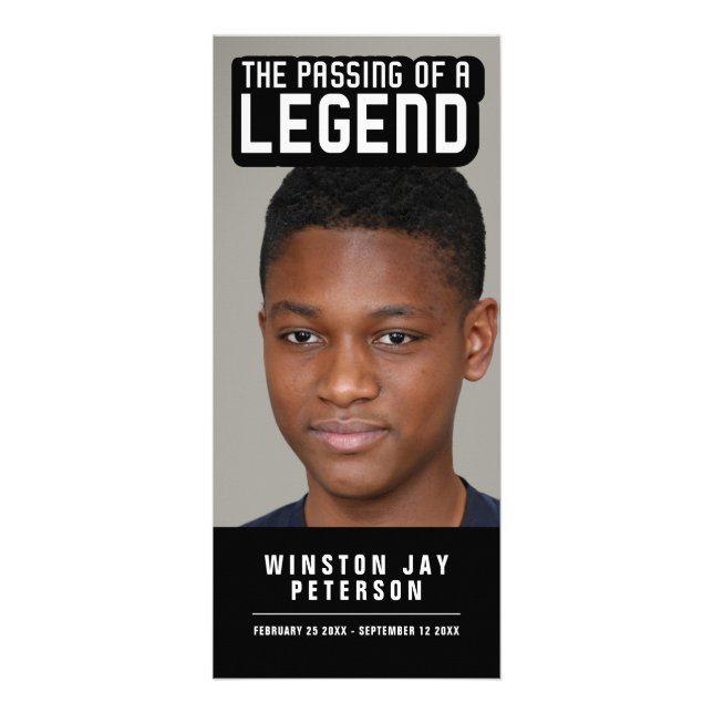 Tarjeta Publicitaria El fallecimiento de la leyenda del blanco negro co (Frente)