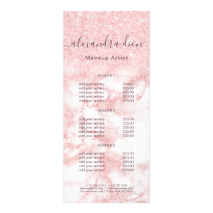 Tarjeta Publicitaria Elegante artista rosa de mármol purpurina dorado