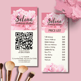 Tarjeta Publicitaria Elegante Cream Rubor Pink Floral Makeup Studio