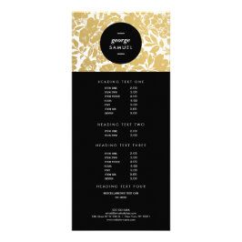 Tarjeta Publicitaria Elegante Diseño Floral Dorado Con Negro Negrita