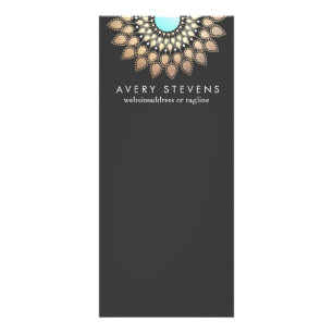 Tarjeta Publicitaria Elegante Gold Lotus Floral Motif Elegante Negro