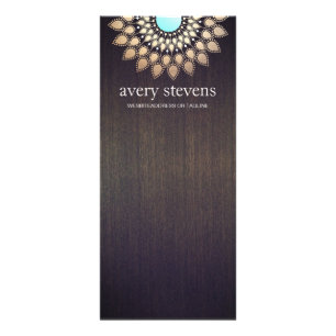 Tarjeta Publicitaria Elegante Gold Lotus Floral Motif Madera elegante