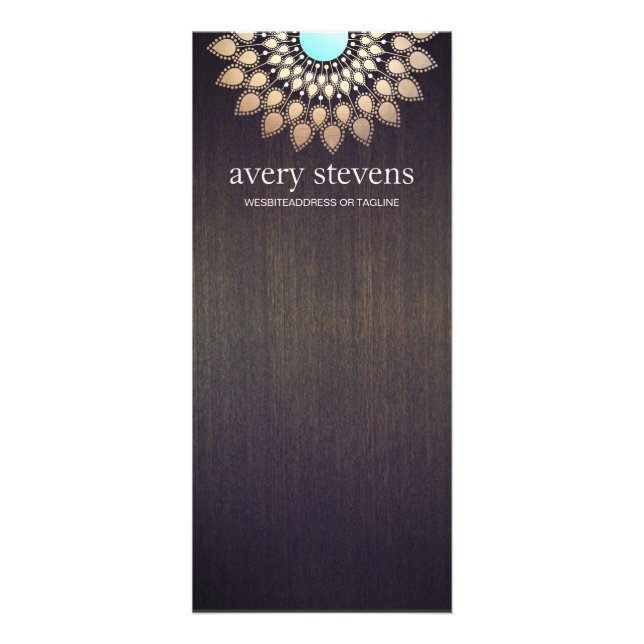 Tarjeta Publicitaria Elegante Gold Lotus Floral Motif Madera elegante (Frente)