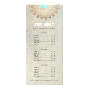 Tarjeta Publicitaria Elegante Gold Ornate Lotus Mandala Lista de Precio