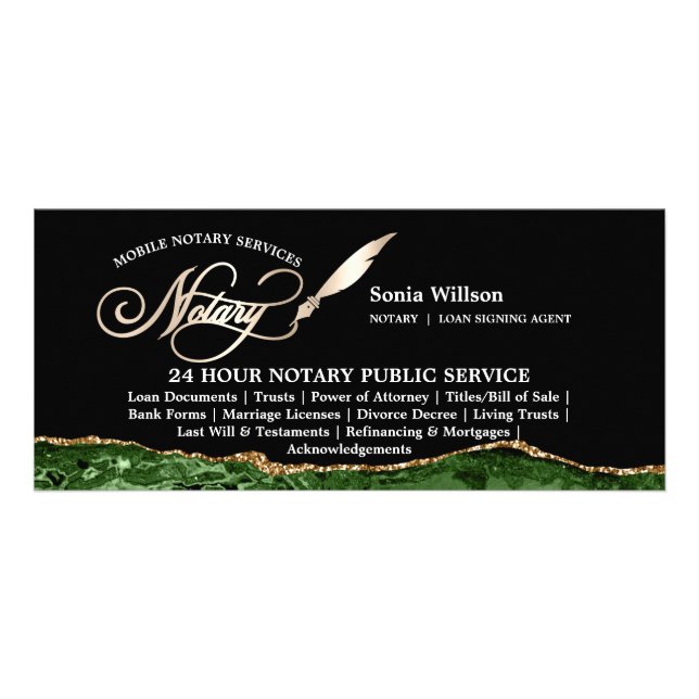 Tarjeta Publicitaria Elegante ley del agente de firma de notario móvil  (Frente)