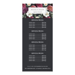 Tarjeta Publicitaria Elegante logotipo floral oscuro   Servicios de pre