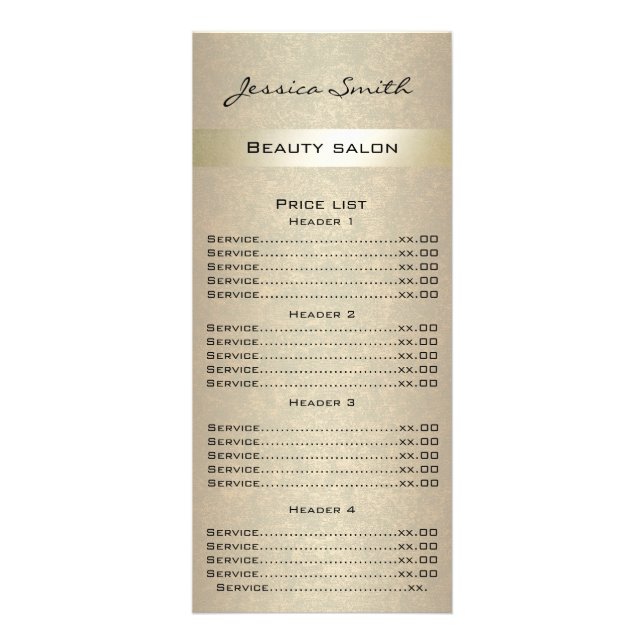 Tarjeta Publicitaria Elegante moda moderna carta de lujo falso oro (Frente)