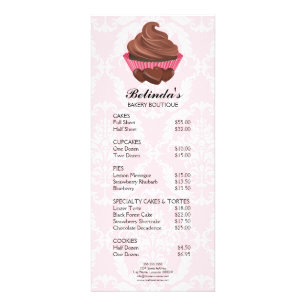 Tarjeta Publicitaria Elegante pastelito de chocolate Lista de precios