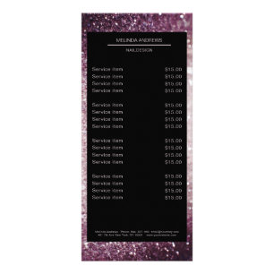 Tarjeta Publicitaria Elegante Purpurina Silver Lila Poster de Pricelist