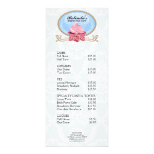 Tarjeta Publicitaria Elegante repostería Lista de precios