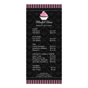 Tarjeta Publicitaria Elegante repostería Lista de precios promocionales