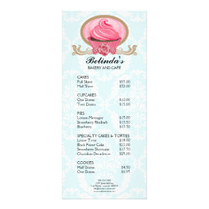 Tarjeta Publicitaria Elegante repostería Lista de precios promocionales