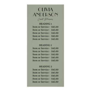 Tarjeta Publicitaria Elegante Sage Green Neutral Boho Moderno Único