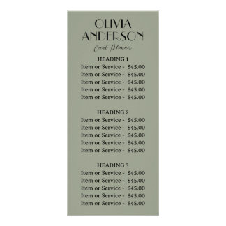 Tarjeta Publicitaria Elegante Sage Green Neutral Boho Moderno Único