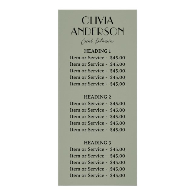 Tarjeta Publicitaria Elegante Sage Green Neutral Boho Moderno Único (Frente)