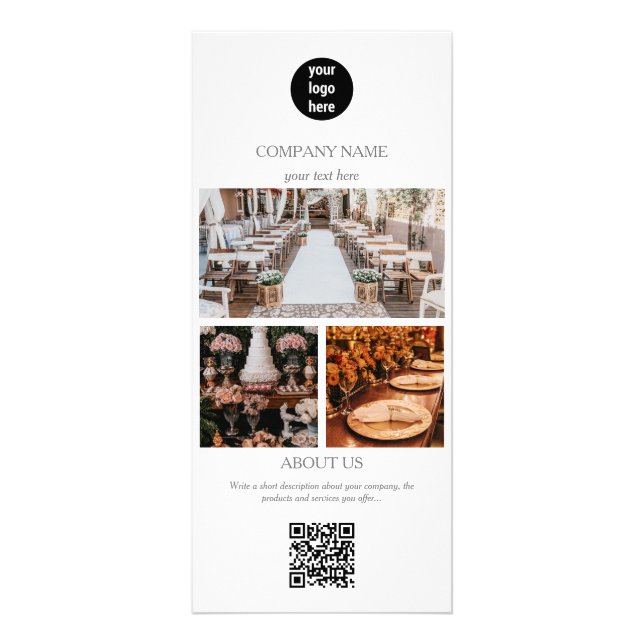 Tarjeta Publicitaria Elegante White Event Planning Business 3 Fotos (Frente)