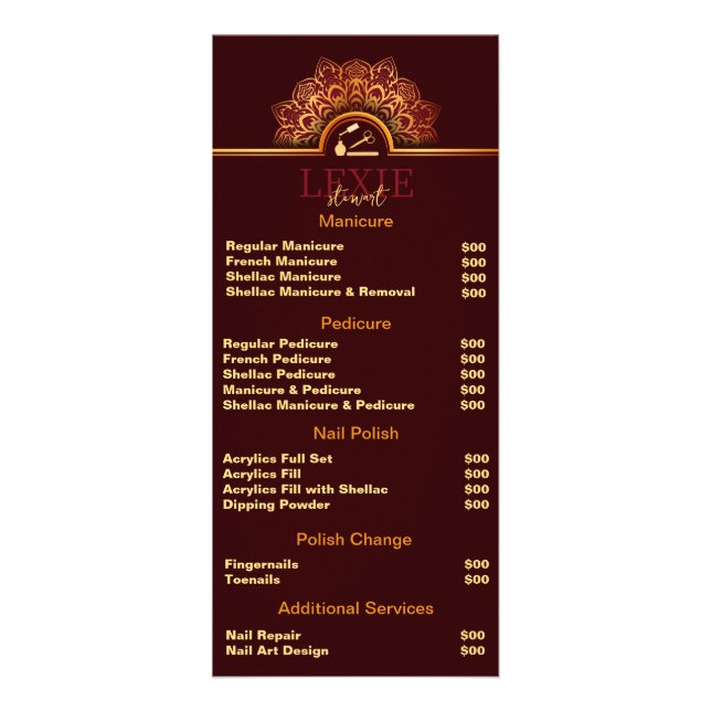 Tarjeta Publicitaria Elegante y elegante Nail Tech (Frente)