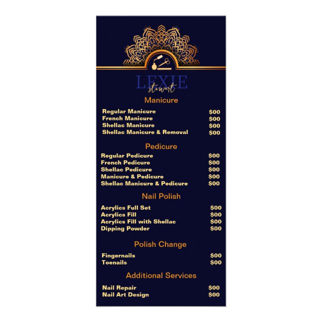 Tarjeta Publicitaria Elegante y elegante Nail Tech (Frente)