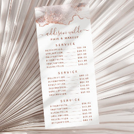 Tarjeta Publicitaria Estante de carro de mármol blanco chic con agata y