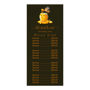 Tarjeta Publicitaria Etiqueta de Miel de Abeja Negra Texto Dorado Metál