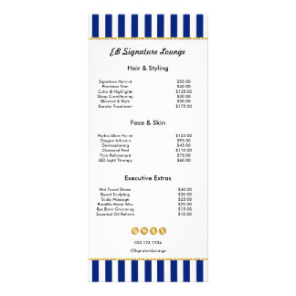 Tarjeta Publicitaria Executive Navy Blue Stripe Gold Service Price List