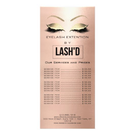 Tarjeta Publicitaria Extensión de lista de precios LashesD LOGO Rubor G